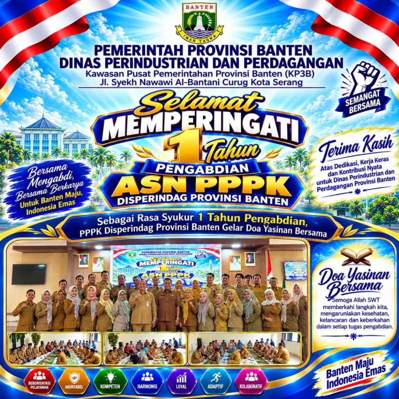 ASN PPPK DISPERINDAG BANTEN GELAR DOA DAN YASIN BERSAMA SEBAGAI RASA SYUKUR 1 TAHUN PENGABDIAN