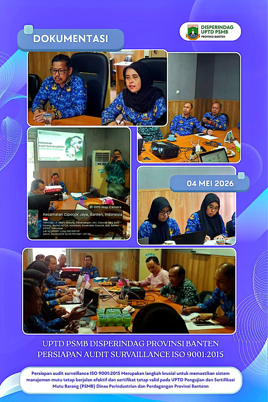 UPTD PSMB Disperindag Banten Laksanakan Persiapan Audit Surveillance ISO 9001:2015